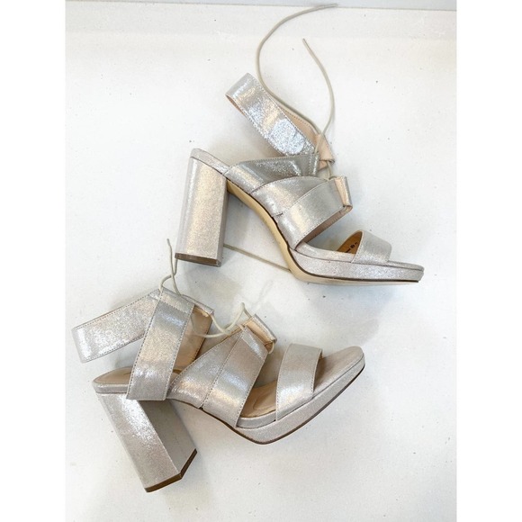 Nina Silver Strappy Heels - Picture 2 of 4